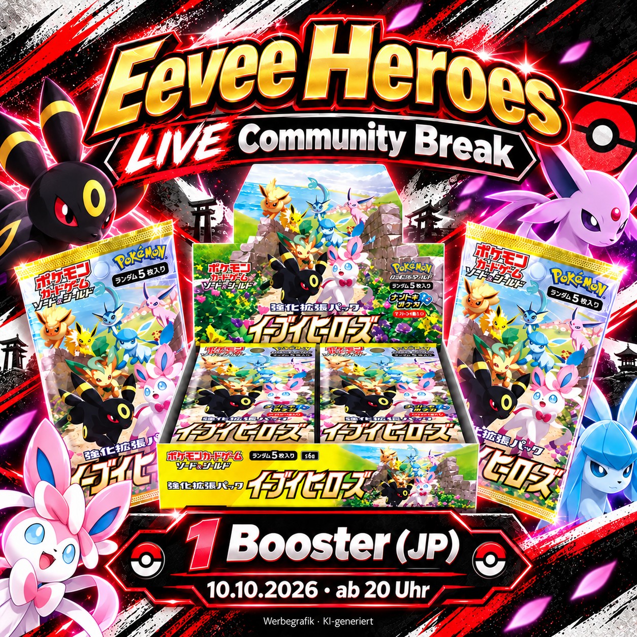 Pokemon: Eevee Heroes – LIVE Community Break – 1 Booster (JP) | 10.10.2026 ab 20 Uhr